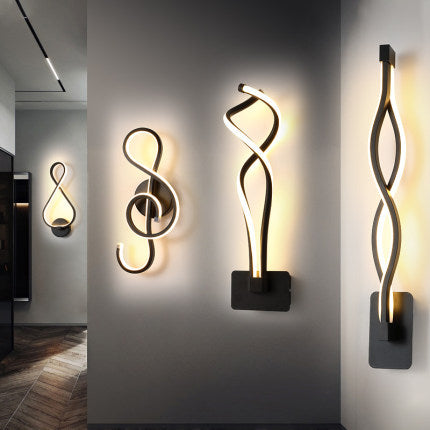 Nordic LED Hallway Wall Lamp — sculptural Nordic LED wall lamp glowing softly in a hallway