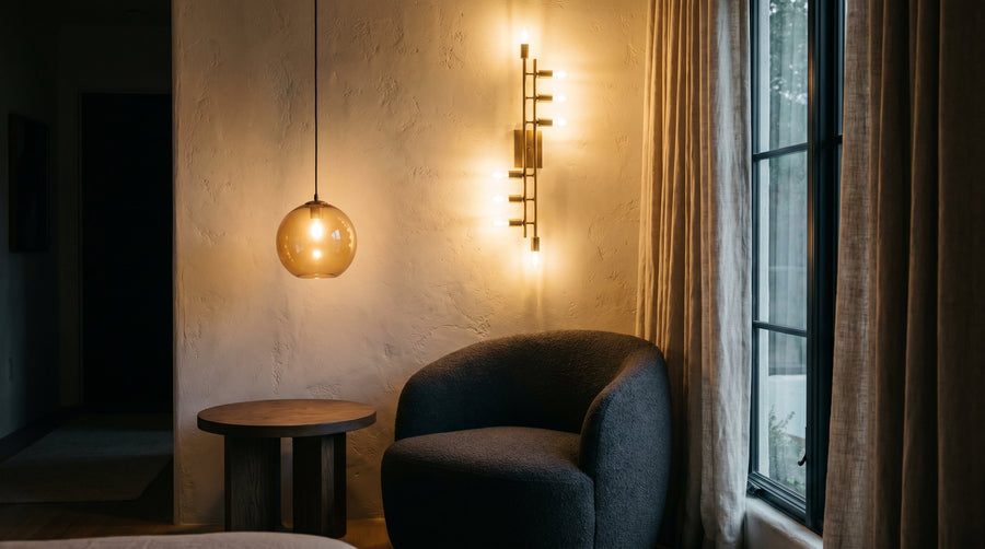 Warm, golden lighting in a cozy living space